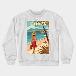 Cannes, France, Vintage Travel Poster Crewneck Sweatshirt